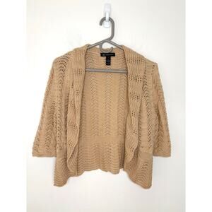 INC International Concepts Women's Crochet Open Front Cardigan Shrug Sz XL Gold